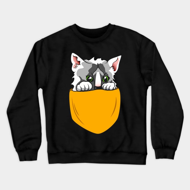 Cute Pocket Cat Kitty funny Chest Bag Crewneck Sweatshirt by Foxxy Merch